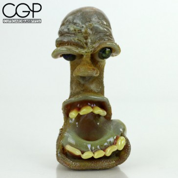 Clampitt Glass Innovations - Sculpted Head Spoon Pipe