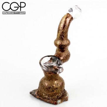 Cherry Glass - Electroformed Bubbler with Polished Stone Base