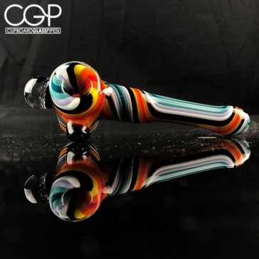 Dekal Glass Fire and Ice Hammer Pipe with Dichro Marble 