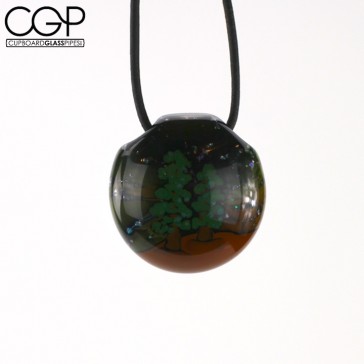 GPS Glass - Crushed Opal Pendant - "Trees and Galaxies"