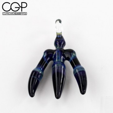 JOP Glass - Black and Blue Worked Talon Pendant