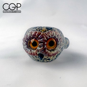 Four Winds Multi Colored Frit Owl Handpipe