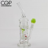 Huffy Glass - Inline Recycler Slyme Green Accents 14mm
