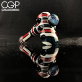 Dekal Glass Red, White and Blue Hammer Pipe with Dichro Marble 