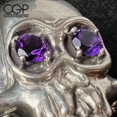 AKM x GB Jewelry (@pipemaker x @gbjewellery) Sterling Silver Skull Pendant with Amethyst Eyes