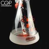 Illadelph Glass Tall Beaker Waterpipe Frosted With Orange and Black Logos 5 mm 