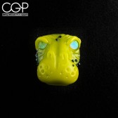 Crux Glass Green Hippo Pendant with Opal Eyes