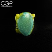 Crux Glass Green Hippo Pendant with Opal Eyes