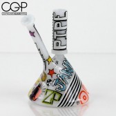 Zach Puchowitz - Sketch Series White Graphic Concentrate Rig (Lock-Down)-@Ouchkick